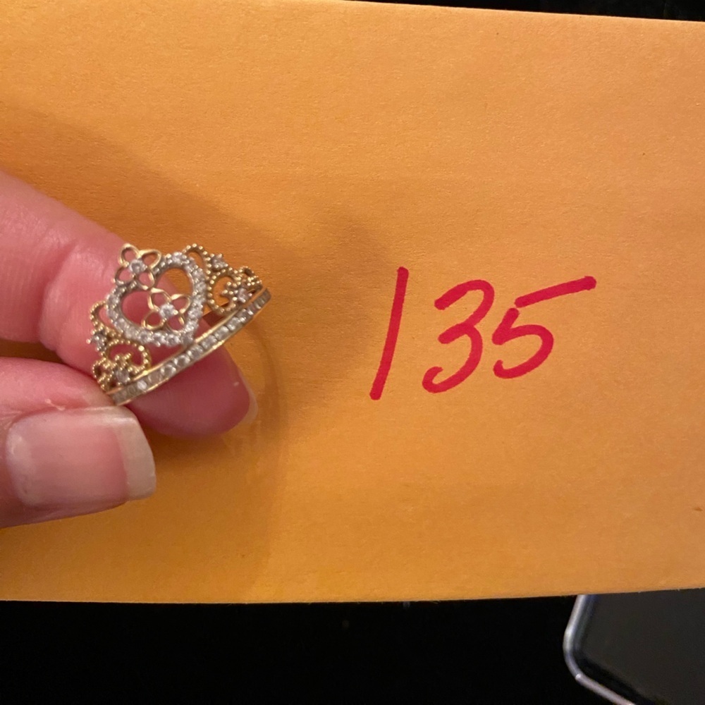 14K Gold Princess Crown RING Fifteen CZ Stones Delicate - Picture 9 of 9